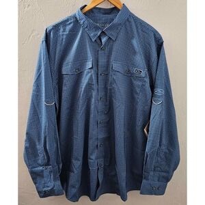 *NEW w/Tag Drake Waterfowl Mens Frat Blue Checkered Long Sleeve Shirt Size Large
